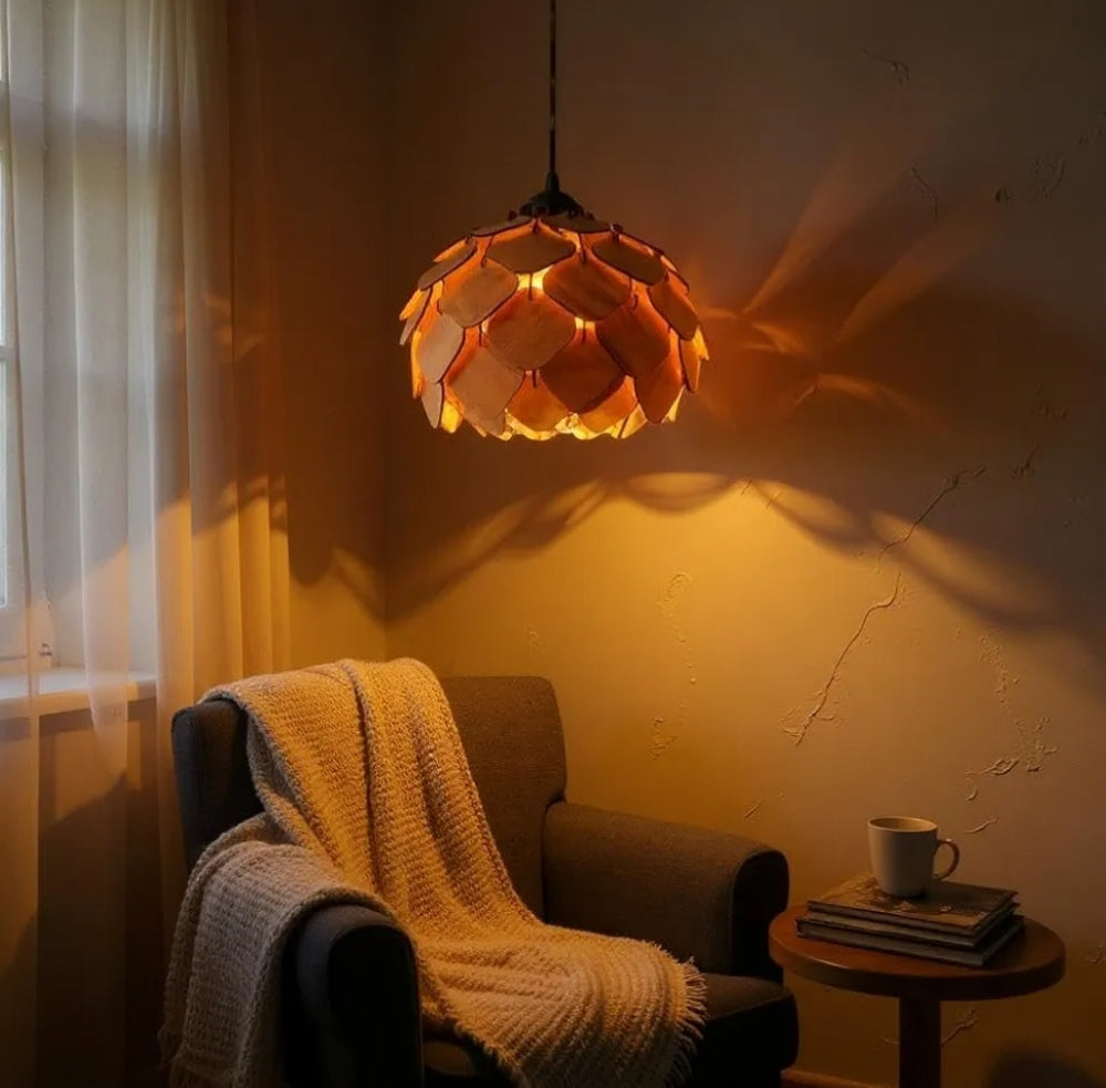 Lotus wooden hanging lamp light for home kitchen & bedroom
