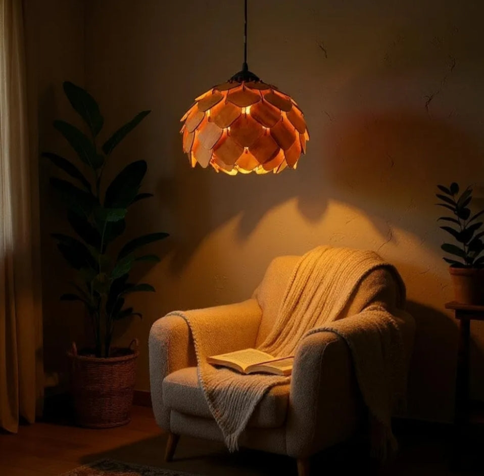 Lotus wooden hanging lamp light for home kitchen & bedroom