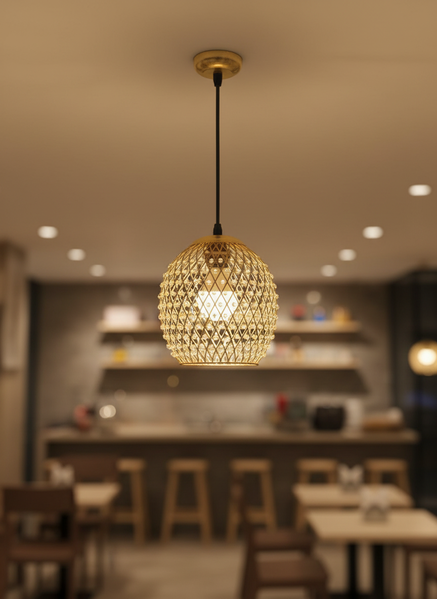 Golden Crystal Cage Pendant