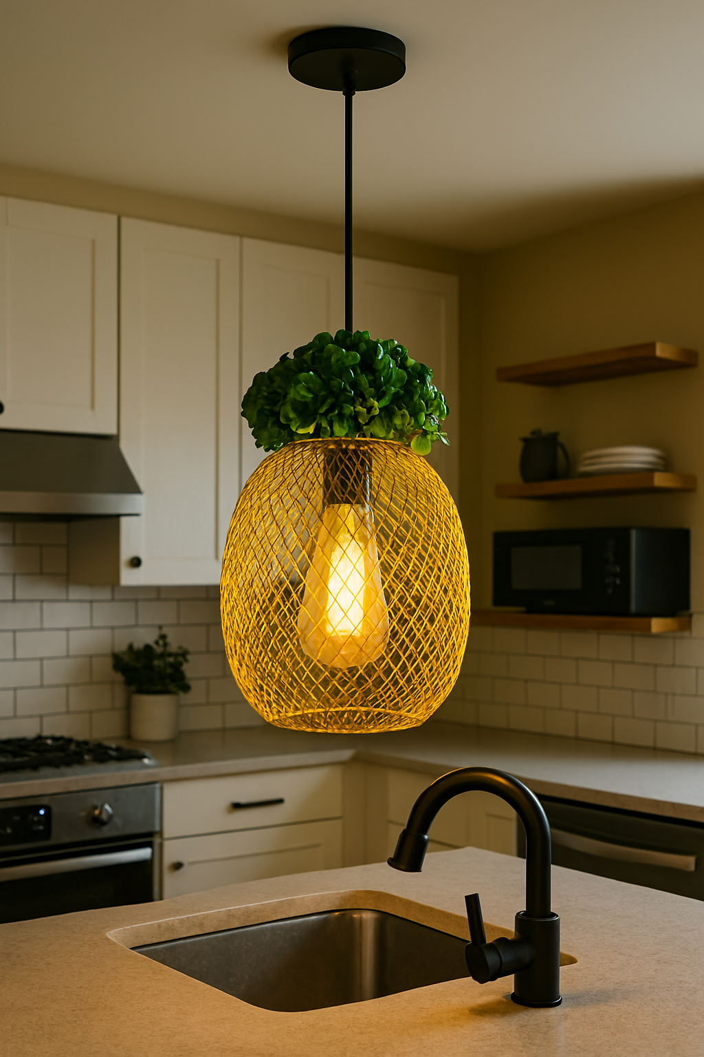 Golden Pineapple Cage Lamp