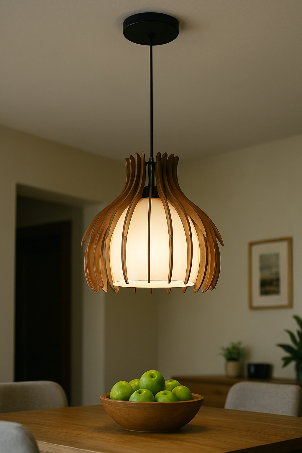 Set of 2 Single Nokl Wave Wood Lamp Light