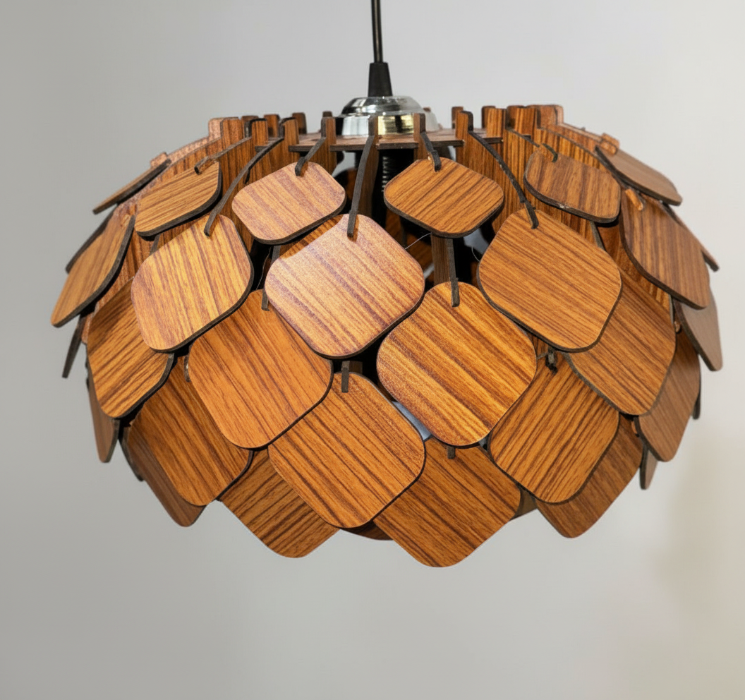 Set of 2 Wood Square Grande Pendant - Large Size