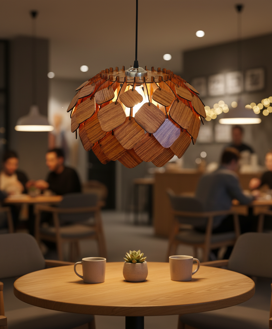 Set of 2 Wood Square Grande Pendant - Large Size