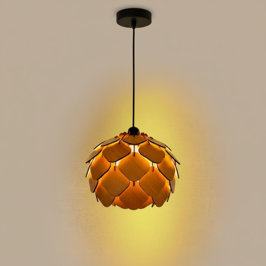 Wood Square Grande Pendant - Small Size