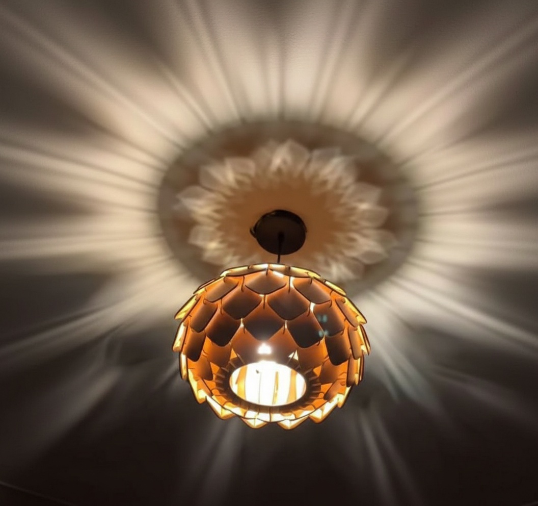 Set of 2 Wood Square Grande Pendant - Large Size