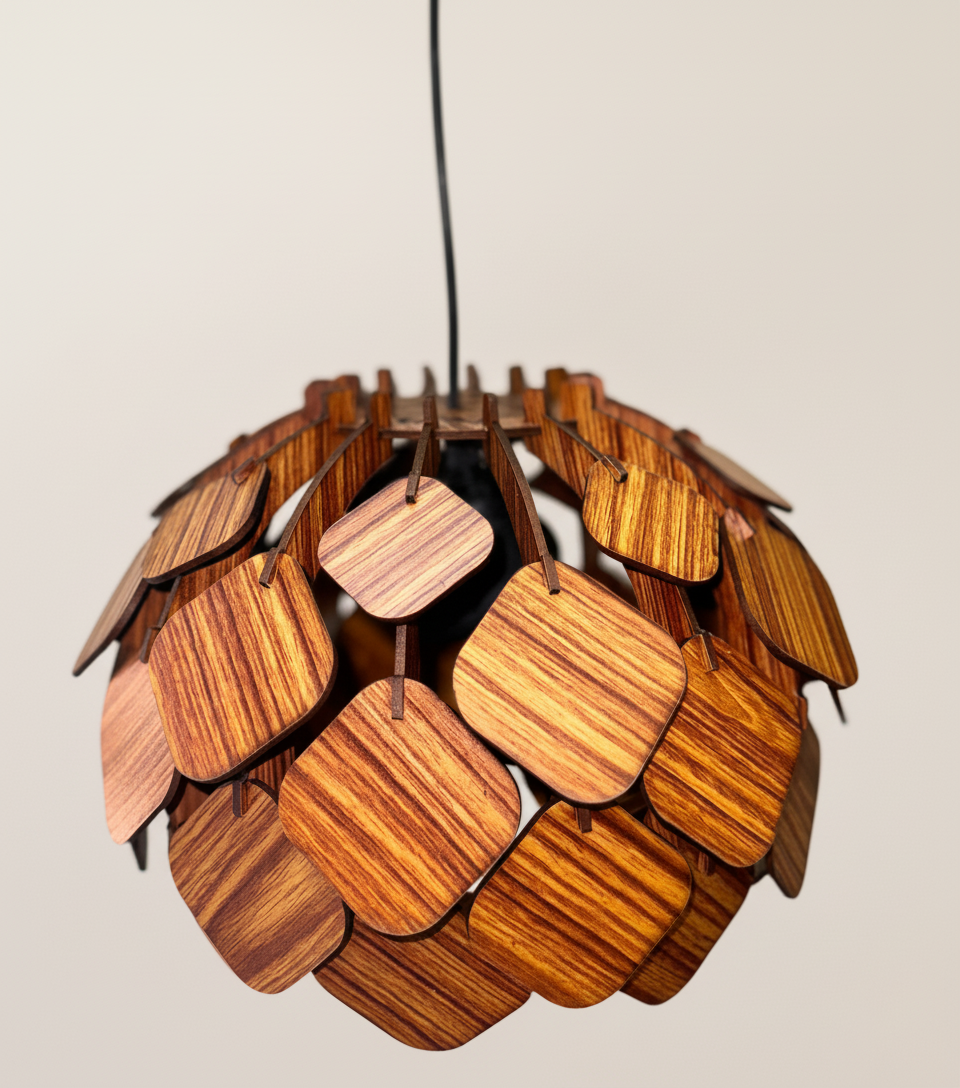 Wood Square Grande Pendant - Small Size