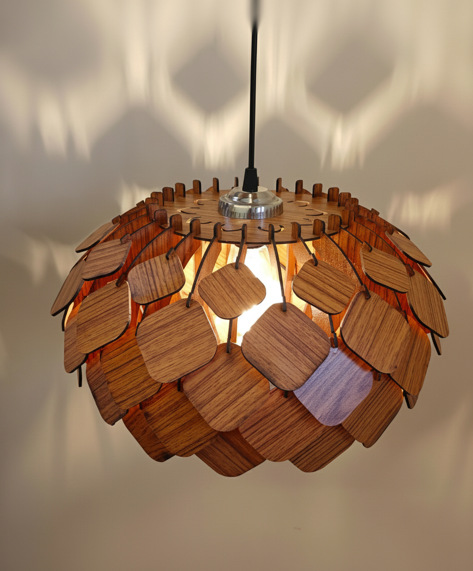 Set of 2 Wood Square Grande Pendant - Large Size