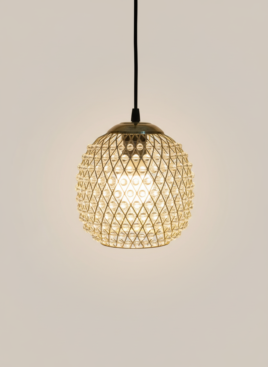 Golden Crystal Cage Pendant